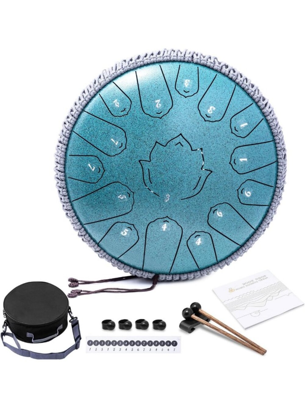 13" Steel Tongue Drum 15 Notes, Handpan Percussion for Meditation, Yoga & Gifts